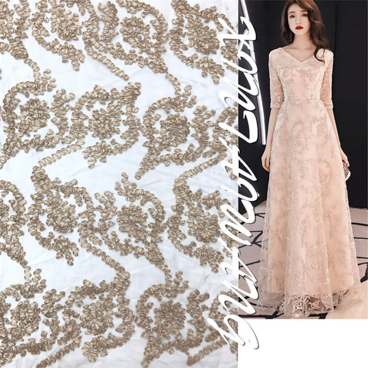 Embroidered Fabric Dress Evening Polyester for Women's Wear Wholesale 2